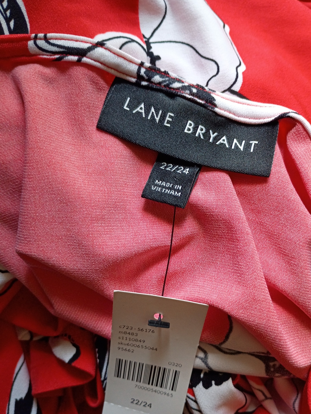 Lane Bryant Red Floral Midi Wrap Style Dress Size 22/24 - Picture 7 of 8